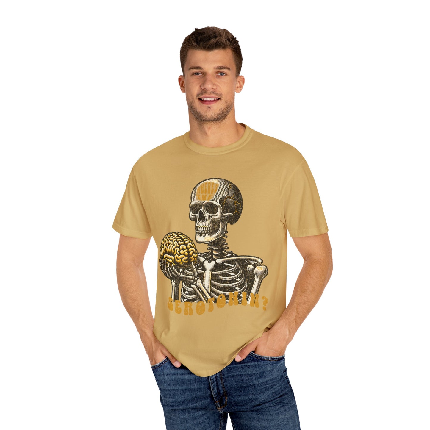 Skeleton Brain Graphic T-Shirt - "where's the serotonin?"