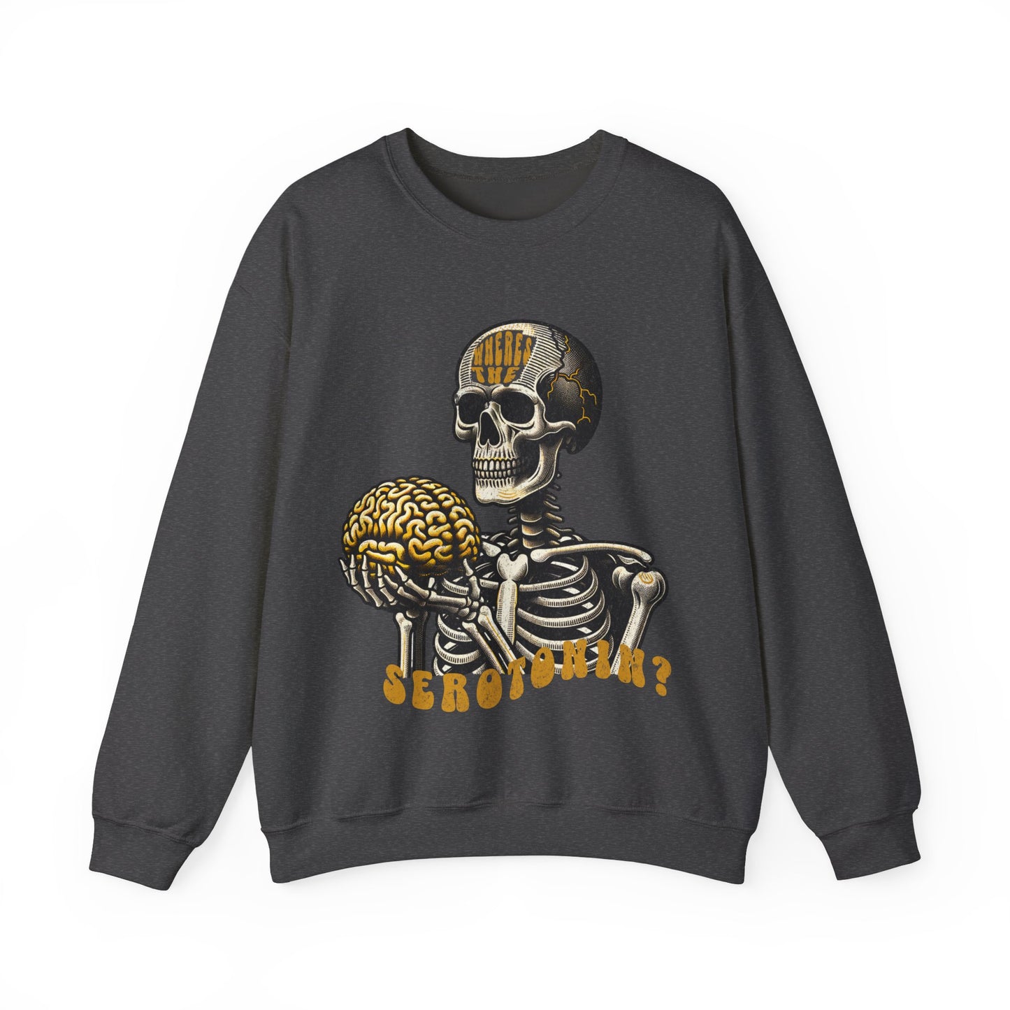 Skeletal Brain Graphic Sweatshirt - Where's the Serotonin?