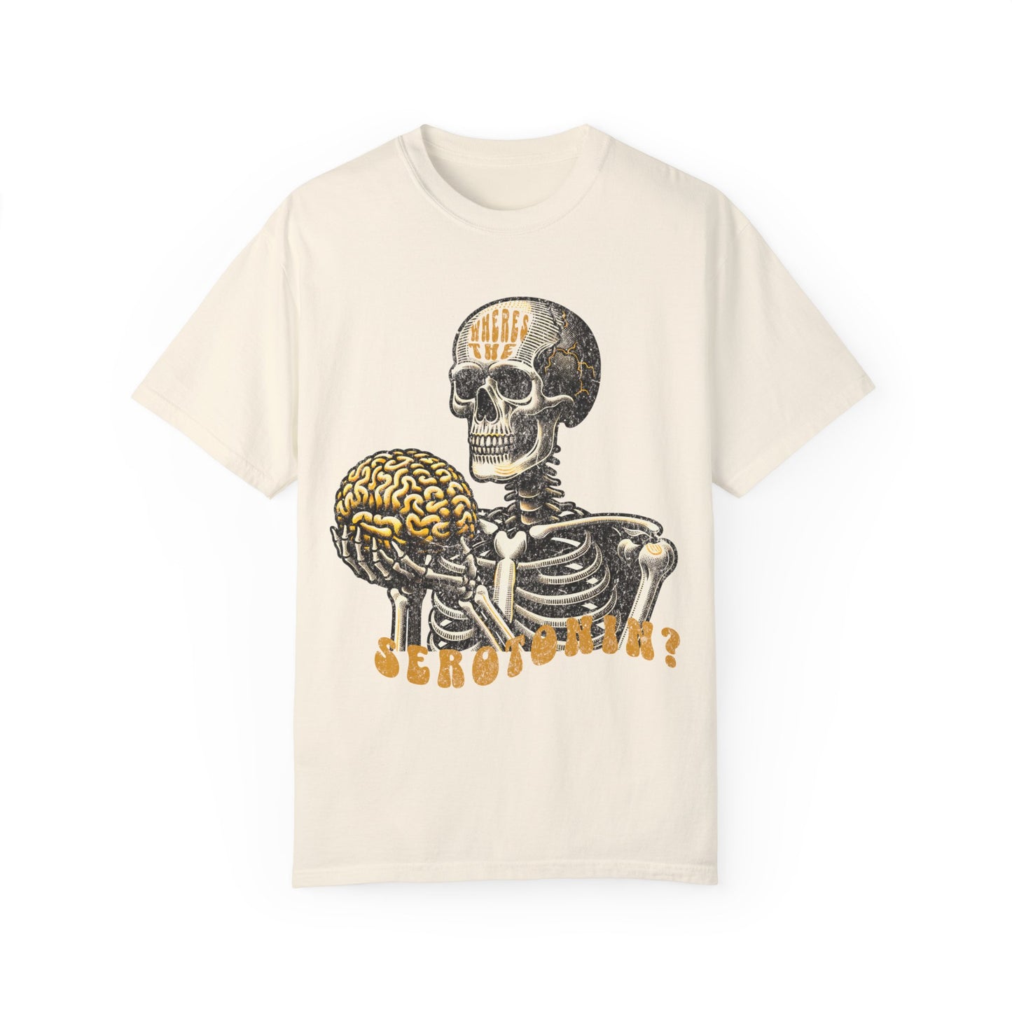 Skeleton Brain Graphic T-Shirt - "where's the serotonin?"