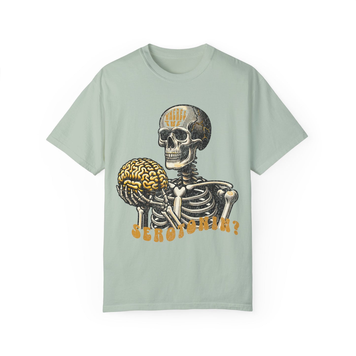 Skeleton Brain Graphic T-Shirt - "where's the serotonin?"