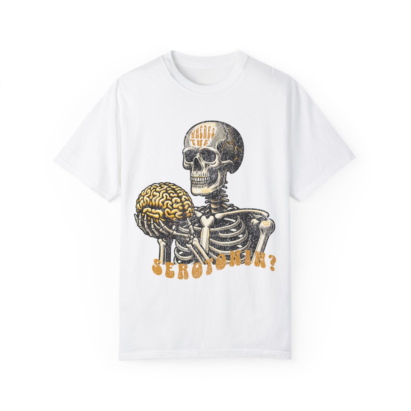 Skeleton Brain Graphic T-Shirt - "where's the serotonin?"