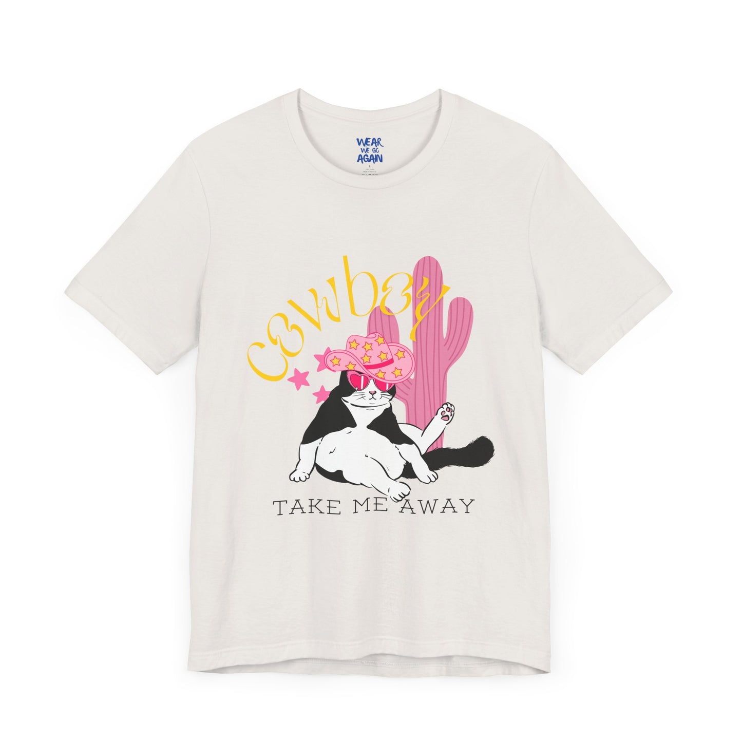 Cowgirl Cat Short Sleeve Tee - Take Me Away Graphic T-Shirt for Cat Lovers