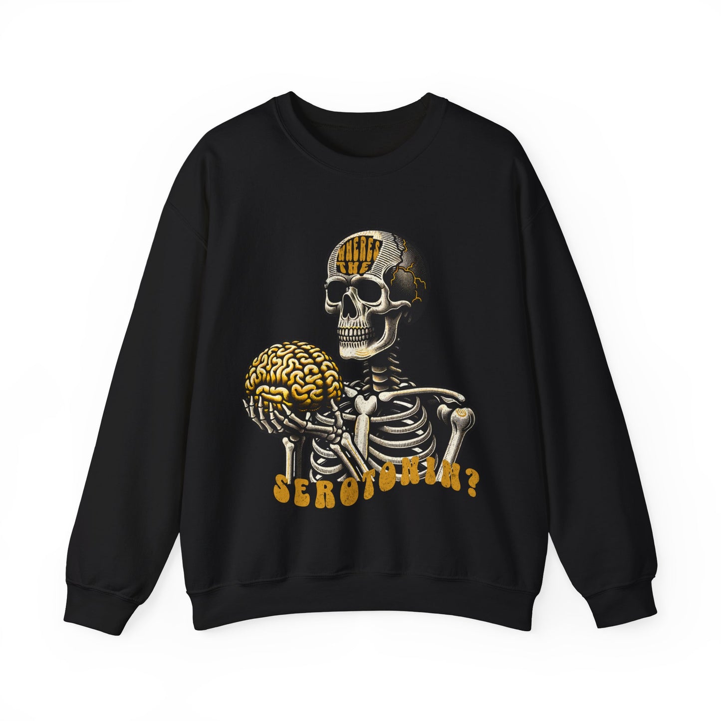 Skeletal Brain Graphic Sweatshirt - Where's the Serotonin?