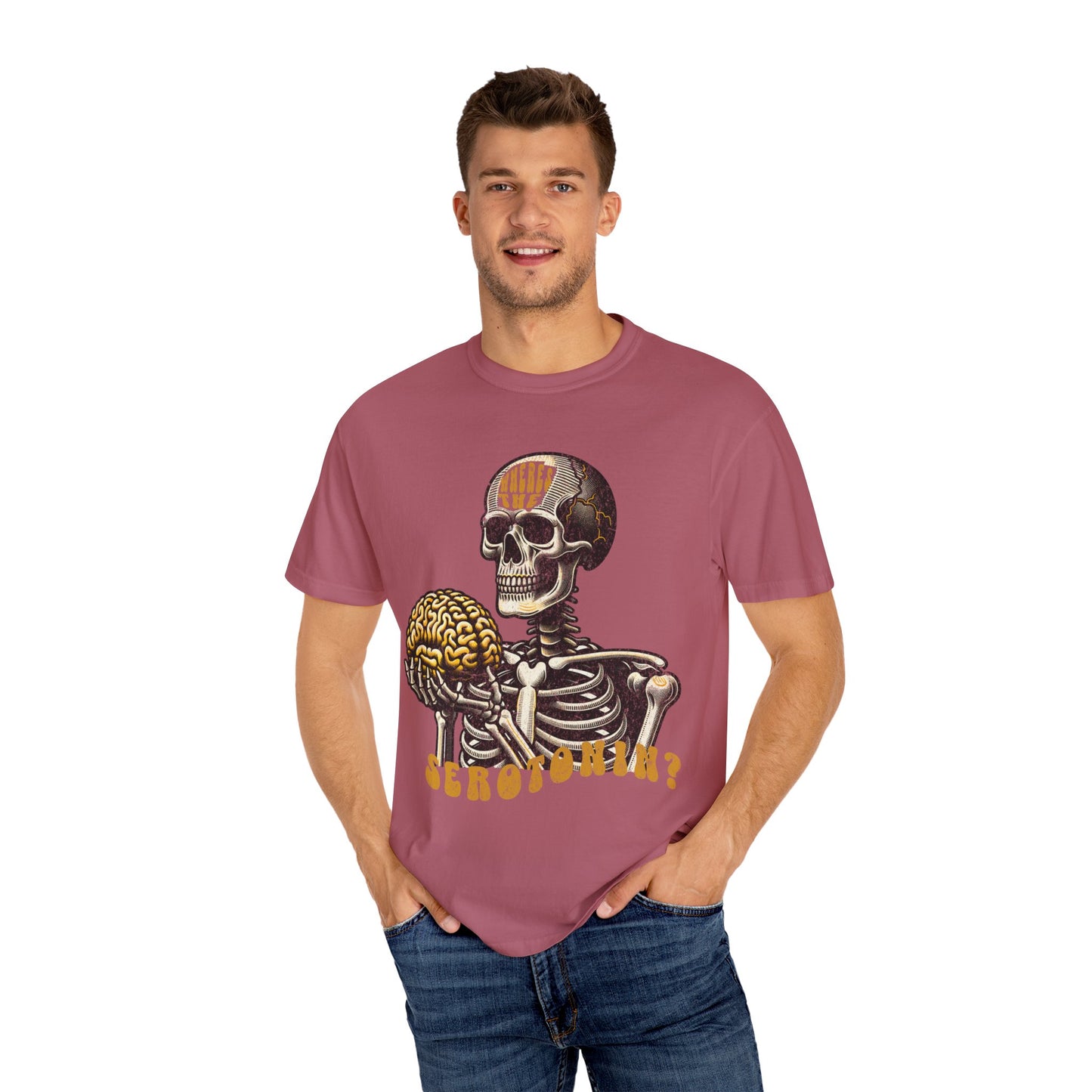 Skeleton Brain Graphic T-Shirt - "where's the serotonin?"