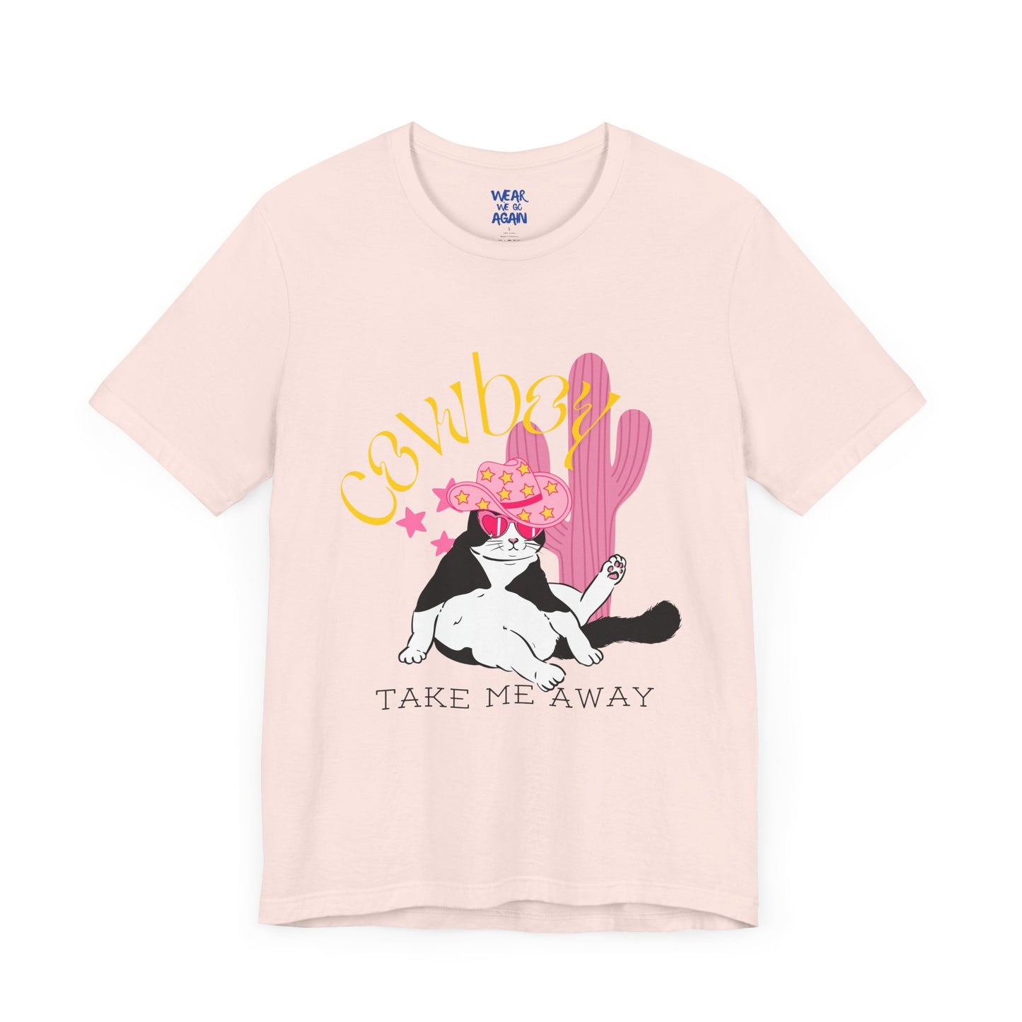 Cowgirl Cat Short Sleeve Tee - Take Me Away Graphic T-Shirt for Cat Lovers