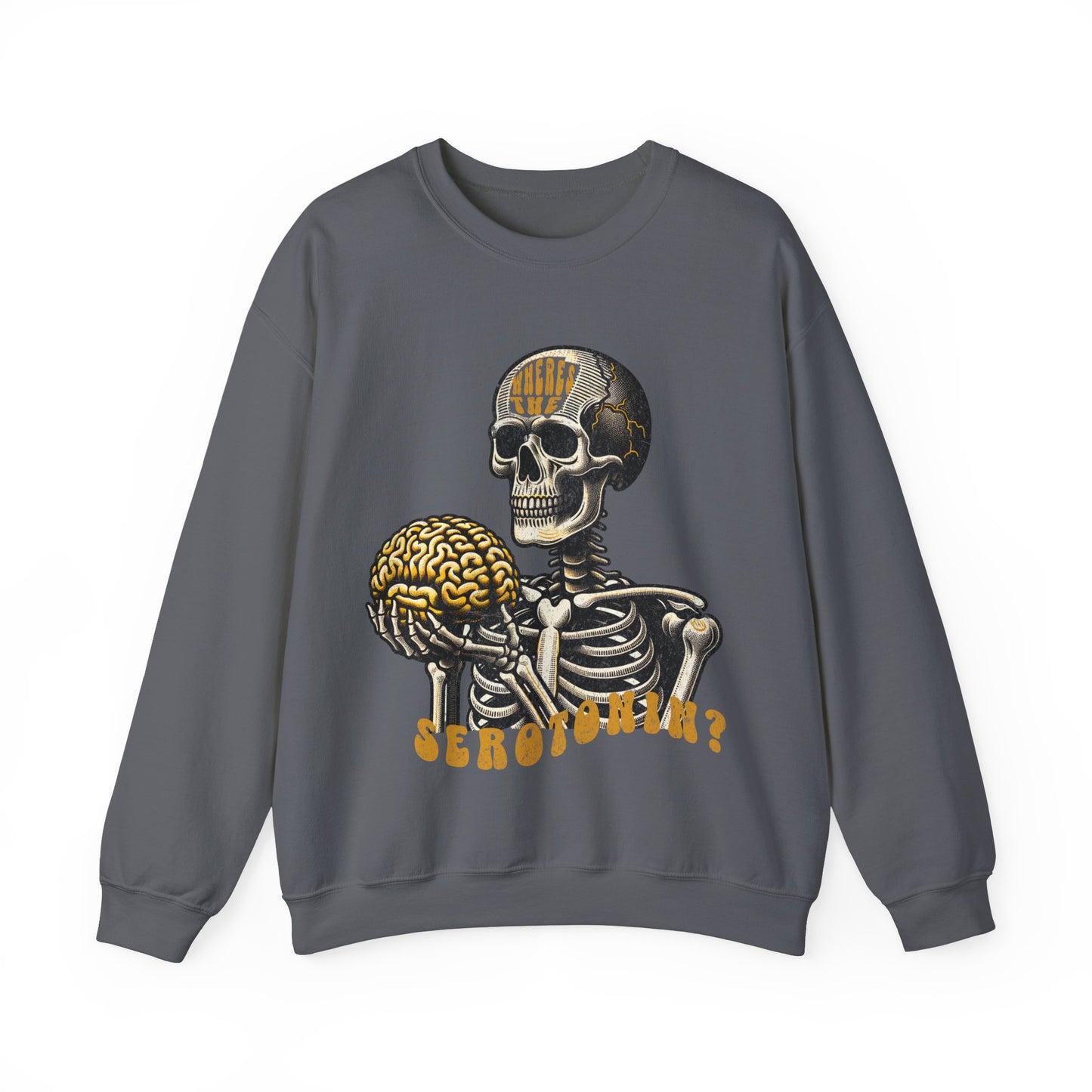 Skeletal Brain Graphic Sweatshirt - Where's the Serotonin?