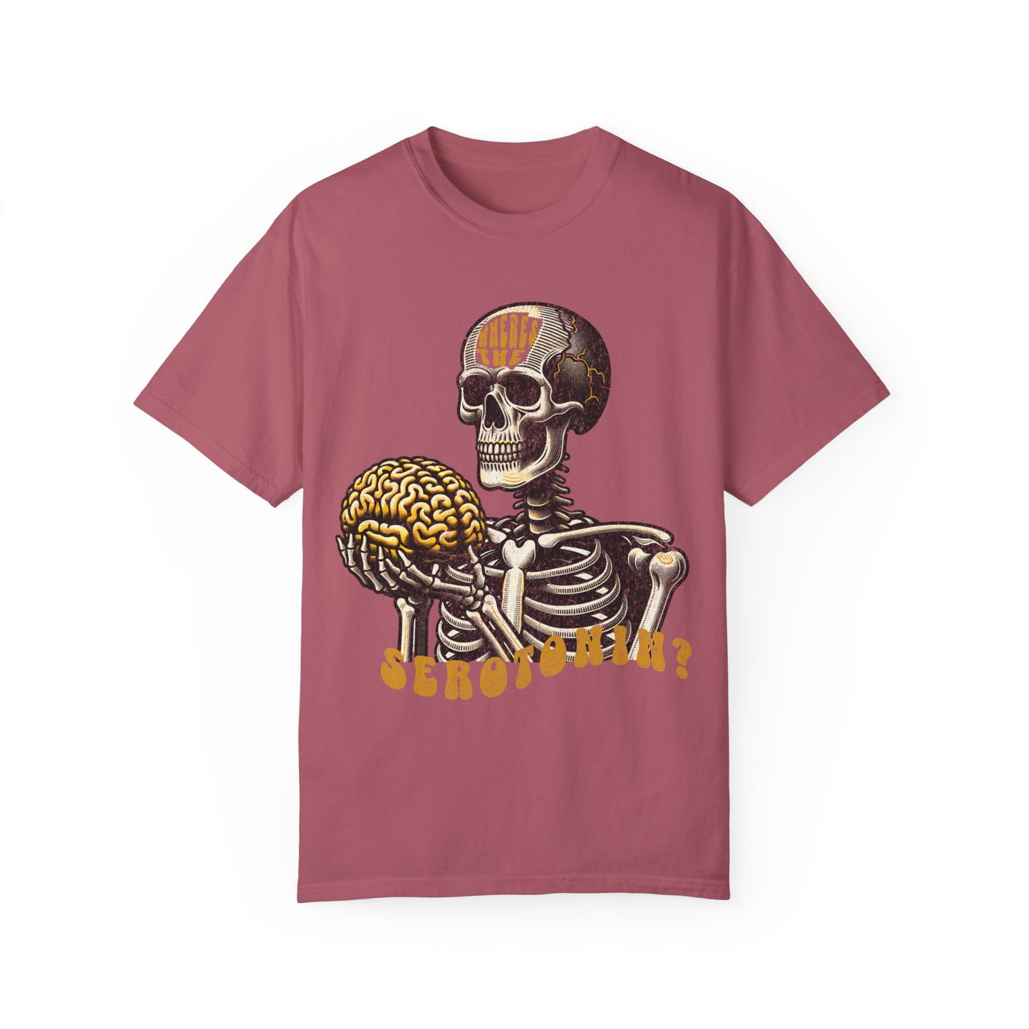 Skeleton Brain Graphic T-Shirt - "where's the serotonin?"