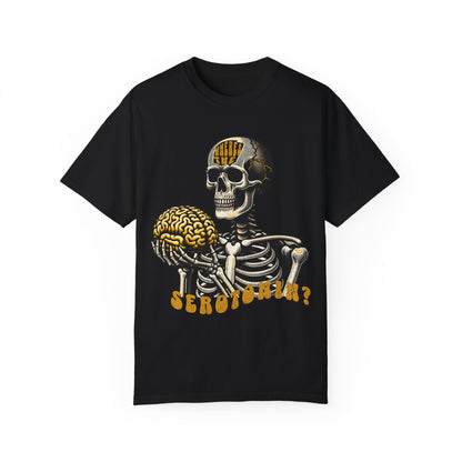 Skeleton Brain Graphic T-Shirt - "where's the serotonin?"