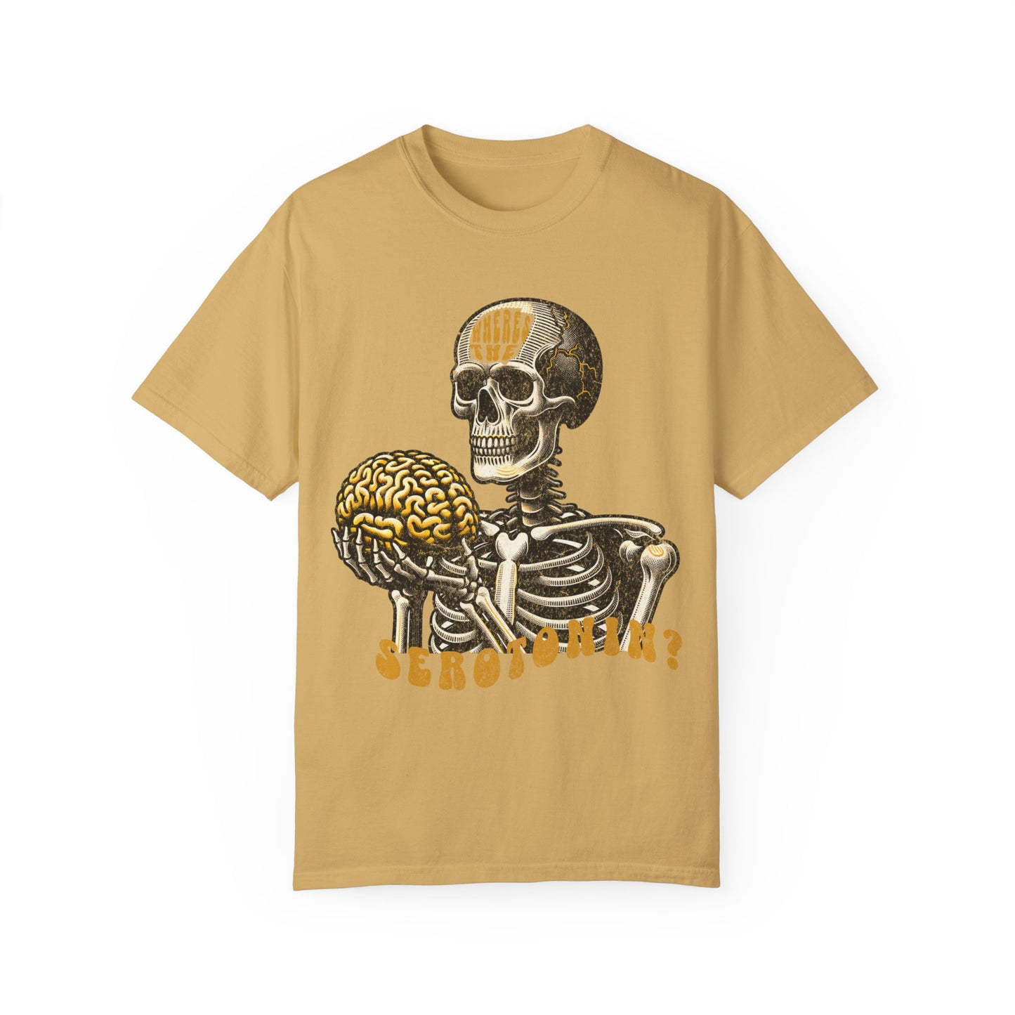 Skeleton Brain Graphic T-Shirt - "where's the serotonin?"